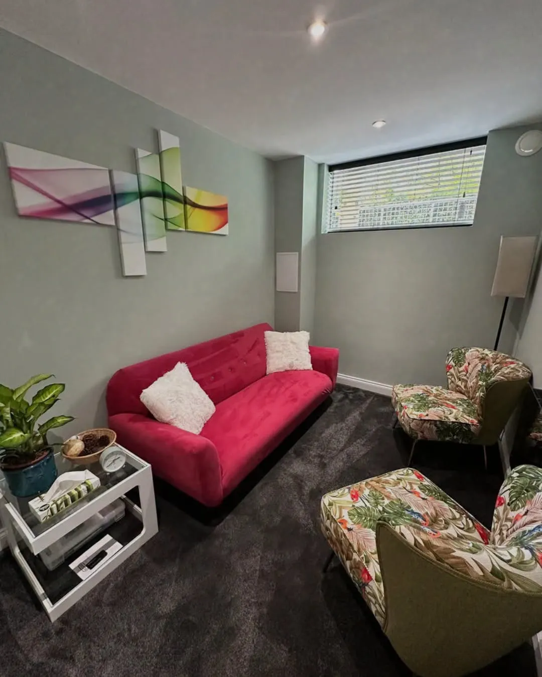 Waiting room at New Aesthetics aesthetics clinic, Essex